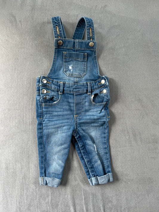 #154 12-18mo Old Navy denim overalls, VGUC