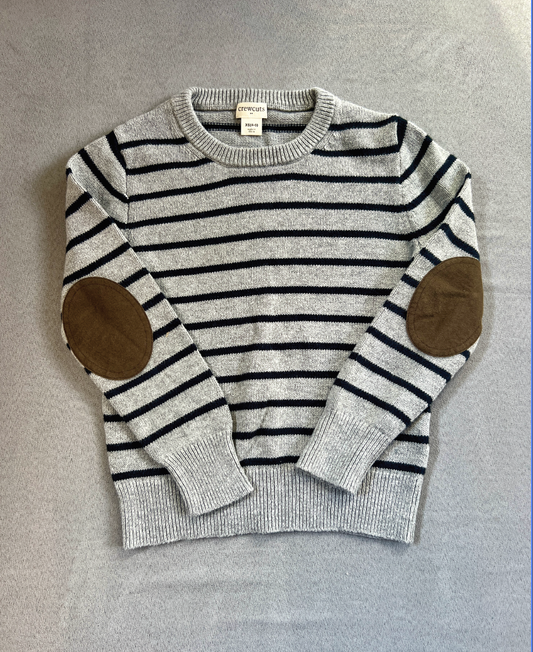 #154 Size XS Boys Crewcuts striped sweater with elbow patches, VGUC