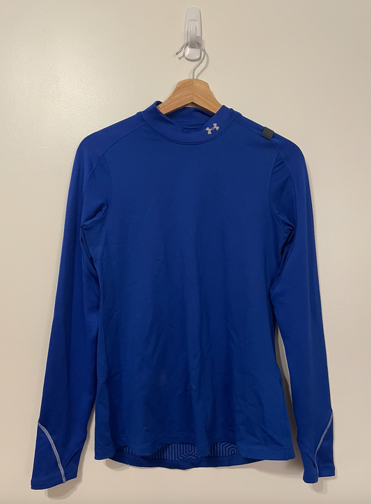 Under Armor cold gear fitted shirt - blue - women's size medium - outdoor workout top - running shirt