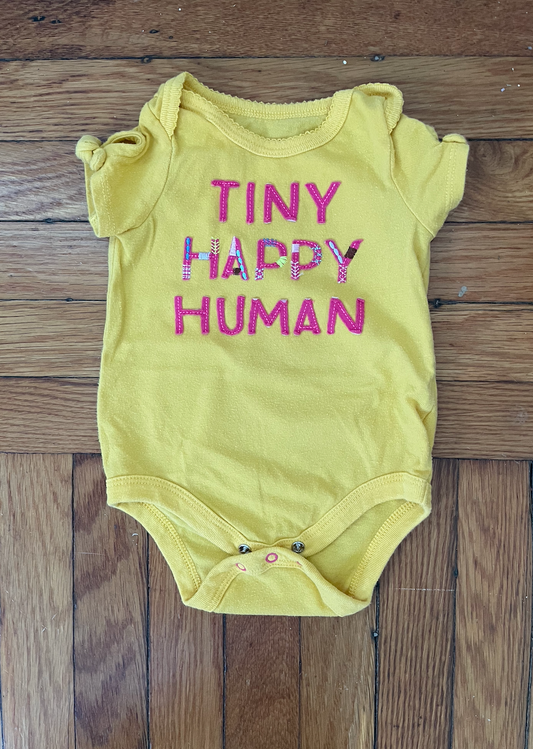 Cat and Jack girls onesie - Tiny Happy Human yellow onesie - size 0-3 month