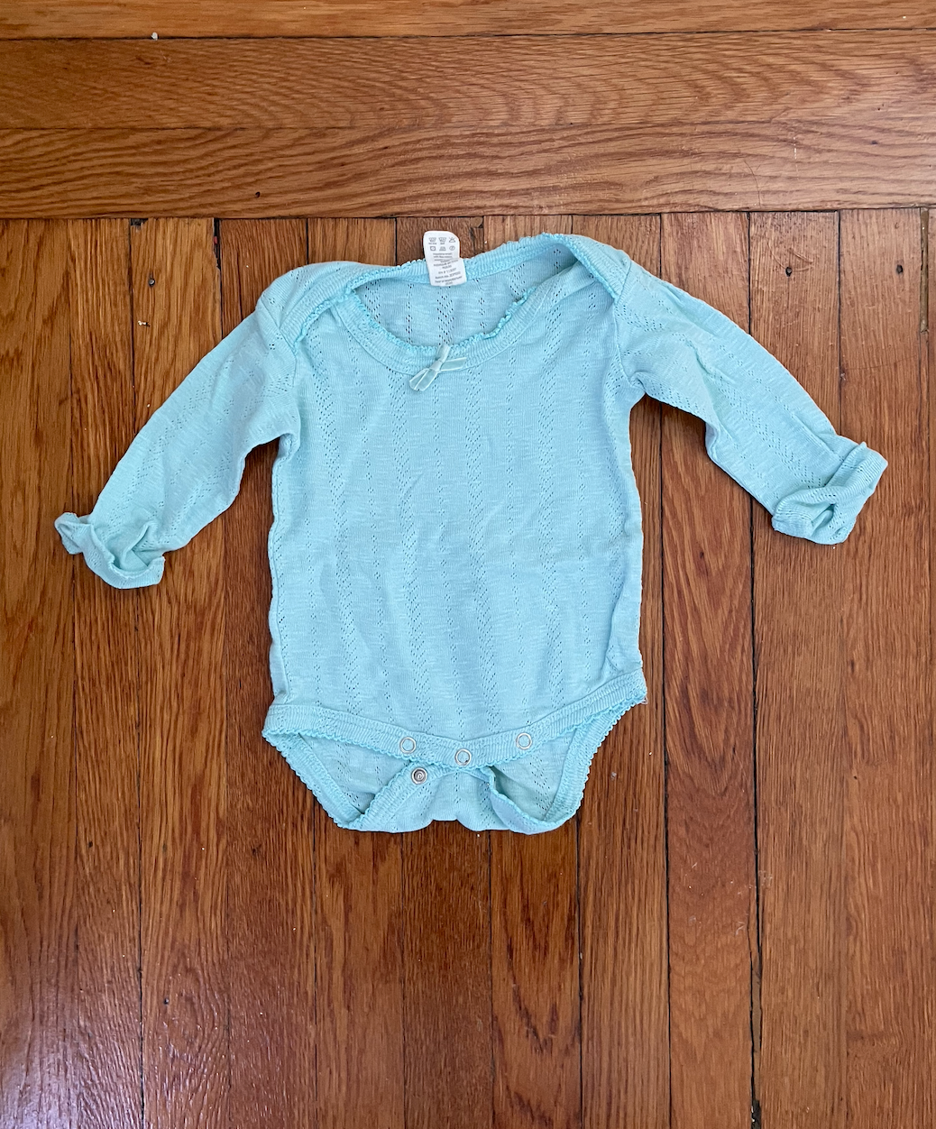 Kate Quinn pointelle onesie - size 3-6 month - light blue - never worn - no tags