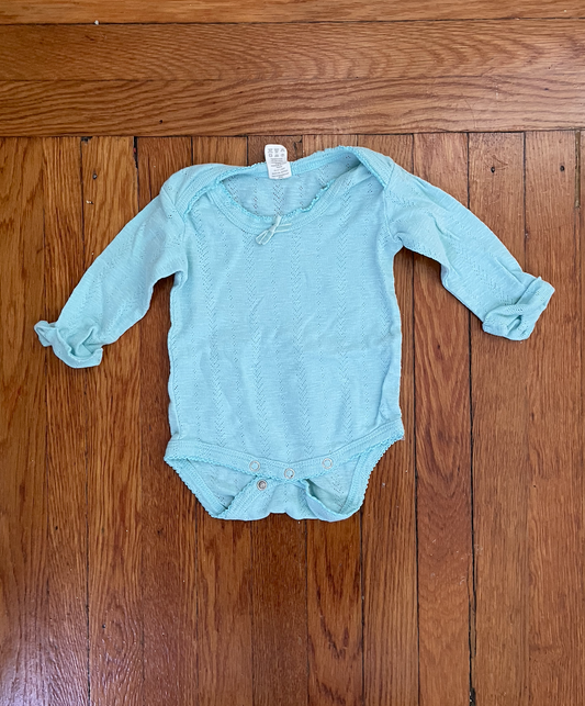 Kate Quinn pointelle onesie - size 3-6 month - light blue - never worn - no tags