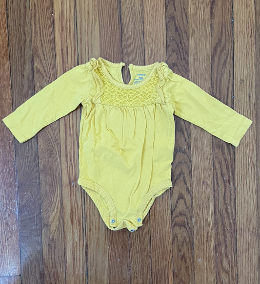 #22B Yellow onesie with lace top - Carters brand - girls size 9 months