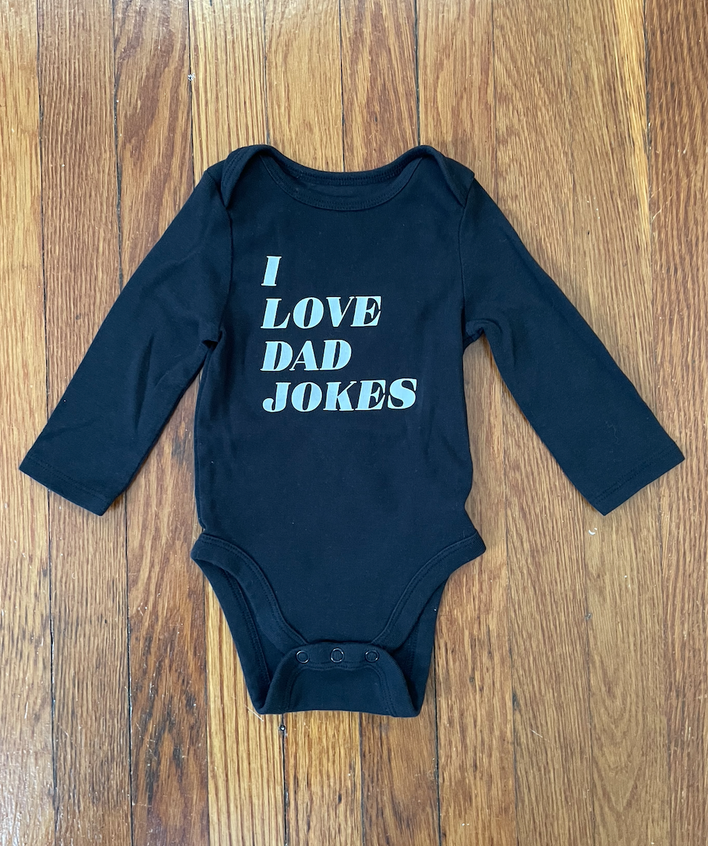 I Love Dad Jokes onesie - black - gender neutral size 6 months