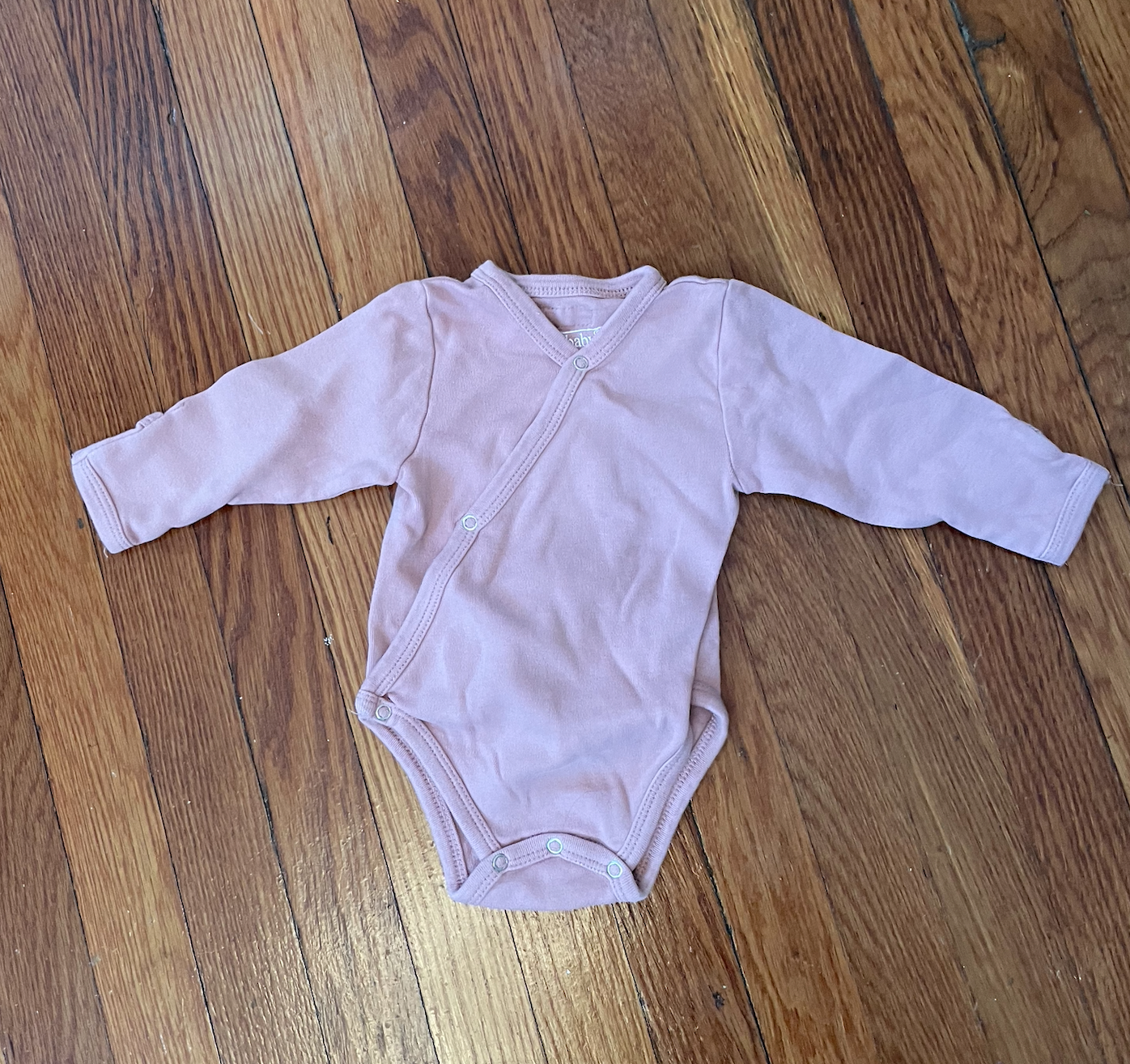 L'oved baby long sleeve onesie cross body snap - pink - girls size 3-6 months
