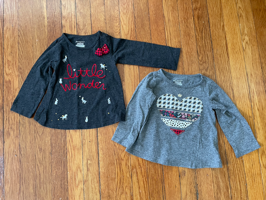 #22B First Impressions holiday winter long sleeve shirts - set of 2 - girls size 12 months