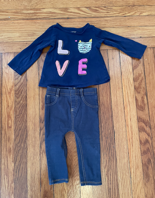 #22B First Impressions outfit - Long sleeve shirt and jeans - girls size 12 months