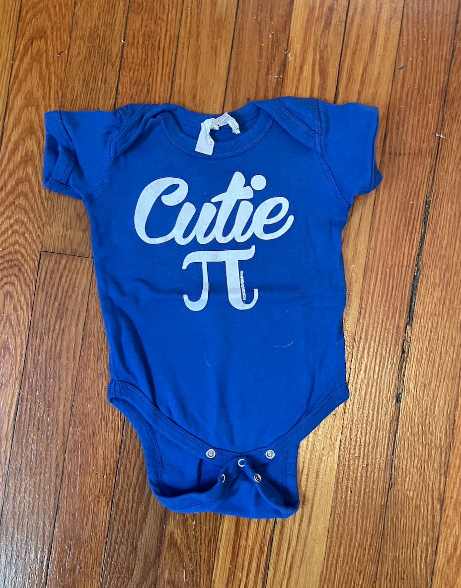 Cutie Pi Math onesie - blue - gender neutral size 12 months - like new