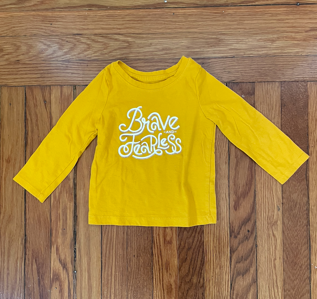 Cat and Jack - Girls size 18 months - Yellow "Brave and Fearless" long sleeve shirt - EUC