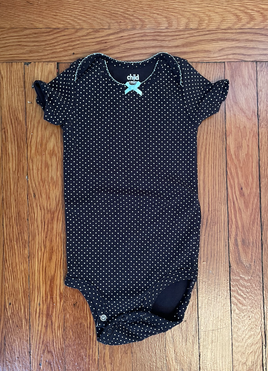 Black polka dot short sleeve onesie - girls size 18 months - EUC