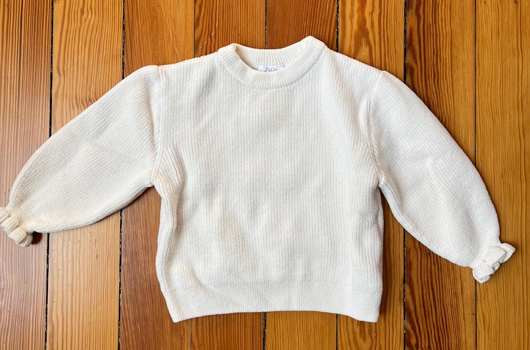 ZARA Super Soft Cream Sweater - Size 12-18 Months - Balloon Sleeve - EUC (worn only once for photo session)