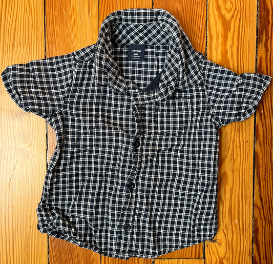 Baby Gap Navy Plaid Button-Up Short-Sleeve Shirt - 6-12 Months - EUC