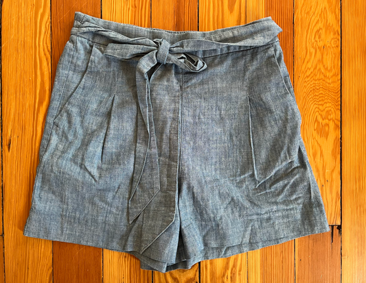 JCrew Chambray High-Waisted Shorts with Bow - Size 0 - EUC