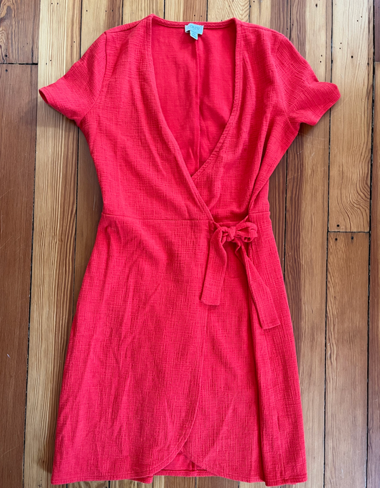 JCrew Red Faux Wrap Dress - Size XS - EUC