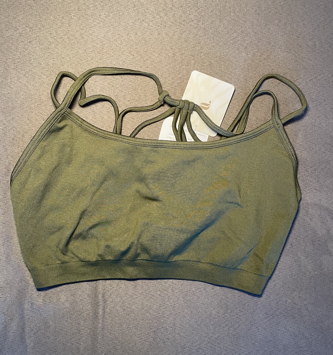 #22B - Brand new Fabletics green unlined bra with strappy back - size Large