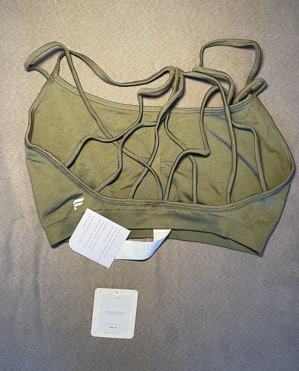 #22B - Brand new Fabletics green unlined bra with strappy back - size Large