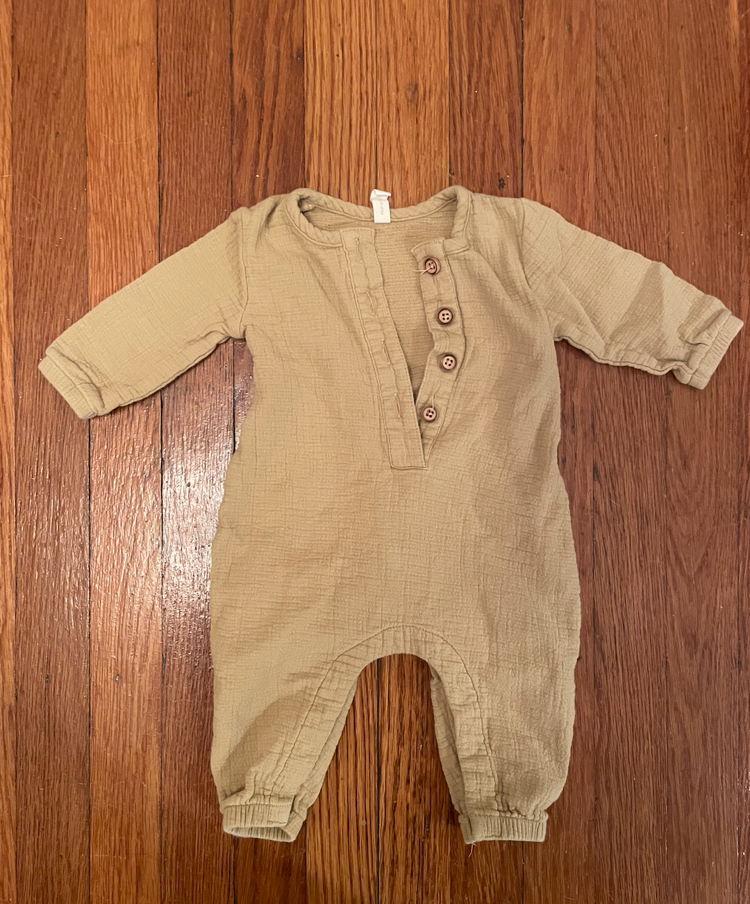 #22B Quincy Mae woven jumpsuit - mustard yellow color - size 0-3 month