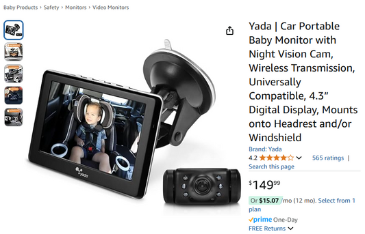 #131 REDUCED Yada baby backseat camera set