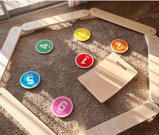 #107 - Brand New in box balance beam, balance stone, balance board set - Retail $79.99
