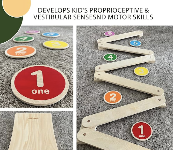 #107 - Brand New in box balance beam, balance stone, balance board set - Retail $79.99