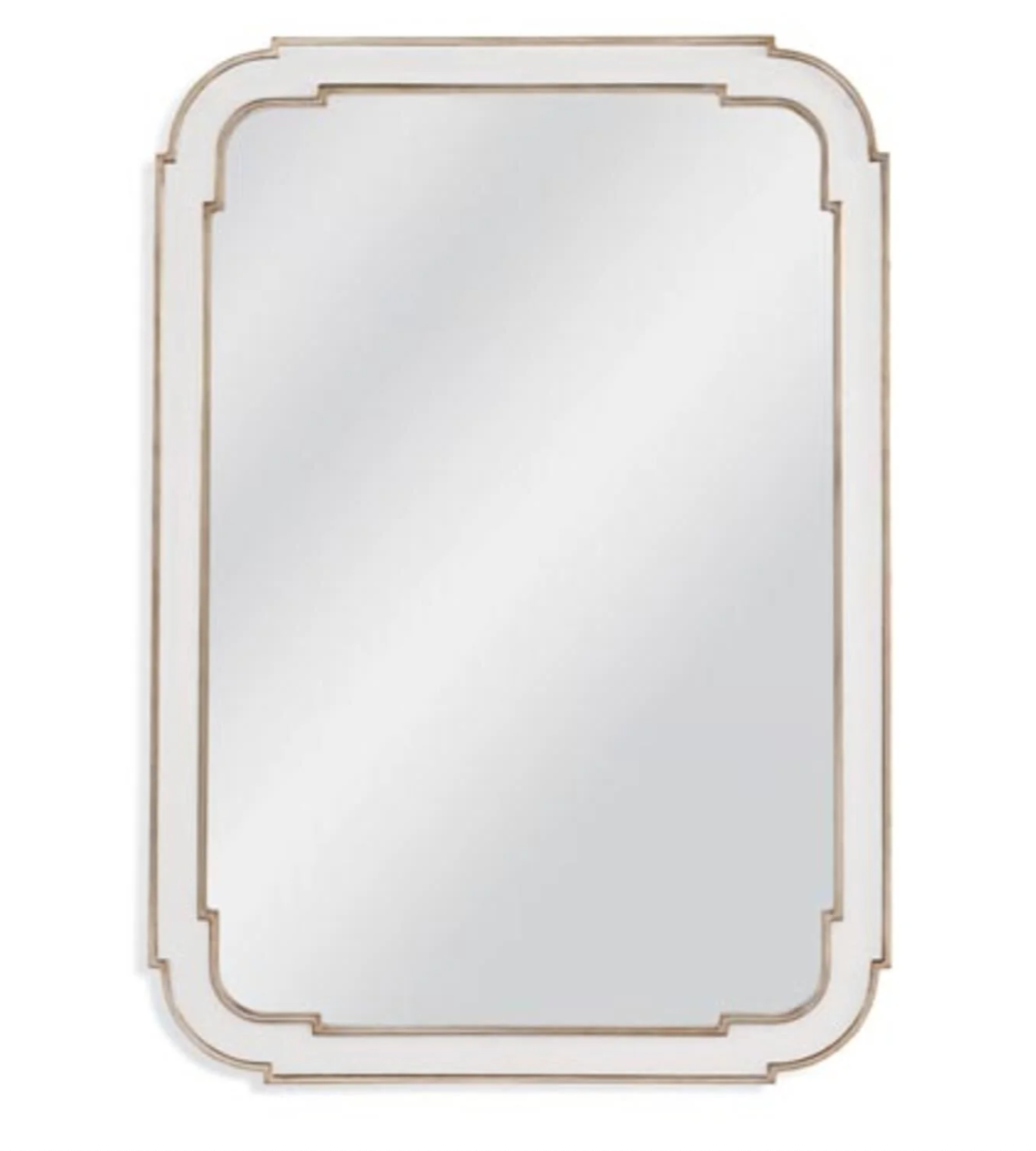 #13 - PPU 45207 - 48 x 34 inch mirror - Sasha mirror - white and gold - Small crack in frame (pictured) - Retail: $409