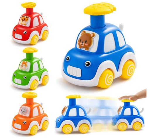 #95 NEW Baby / Toddler Press and Go Animal Toy Car, set of 4