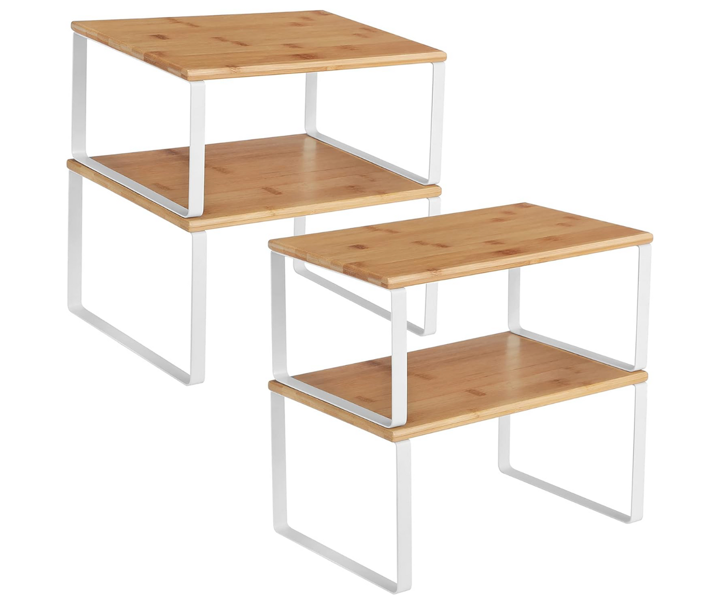 #95 Kitchen Cabinet Organizing Shelves, Beige and White, set of 4