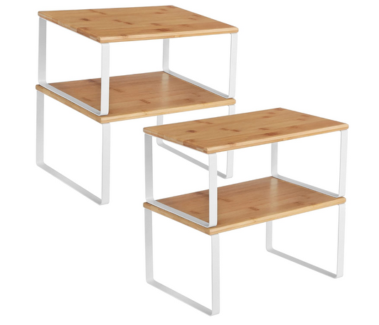 #95 Kitchen Cabinet Organizing Shelves, Beige and White, set of 4