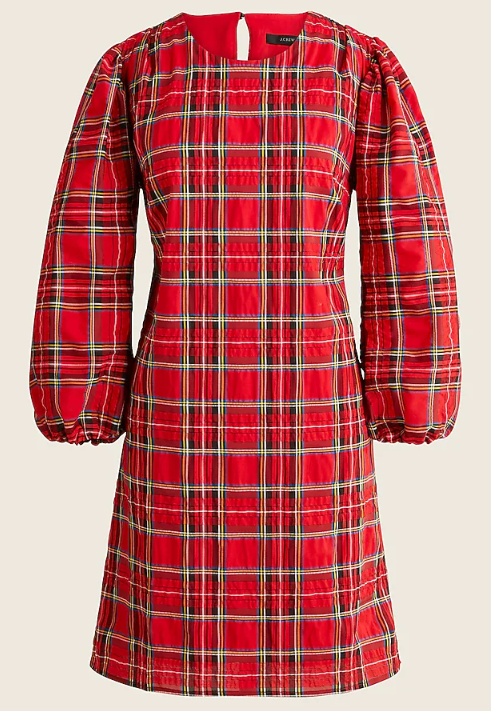 Seller #97 JCrew Woman's  Holiday Puff-sleeve dress in Plaid Size L