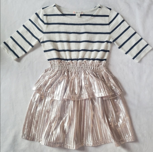 #167 Crewcuts 2T Striped Tiered Skirt Metallic Dress