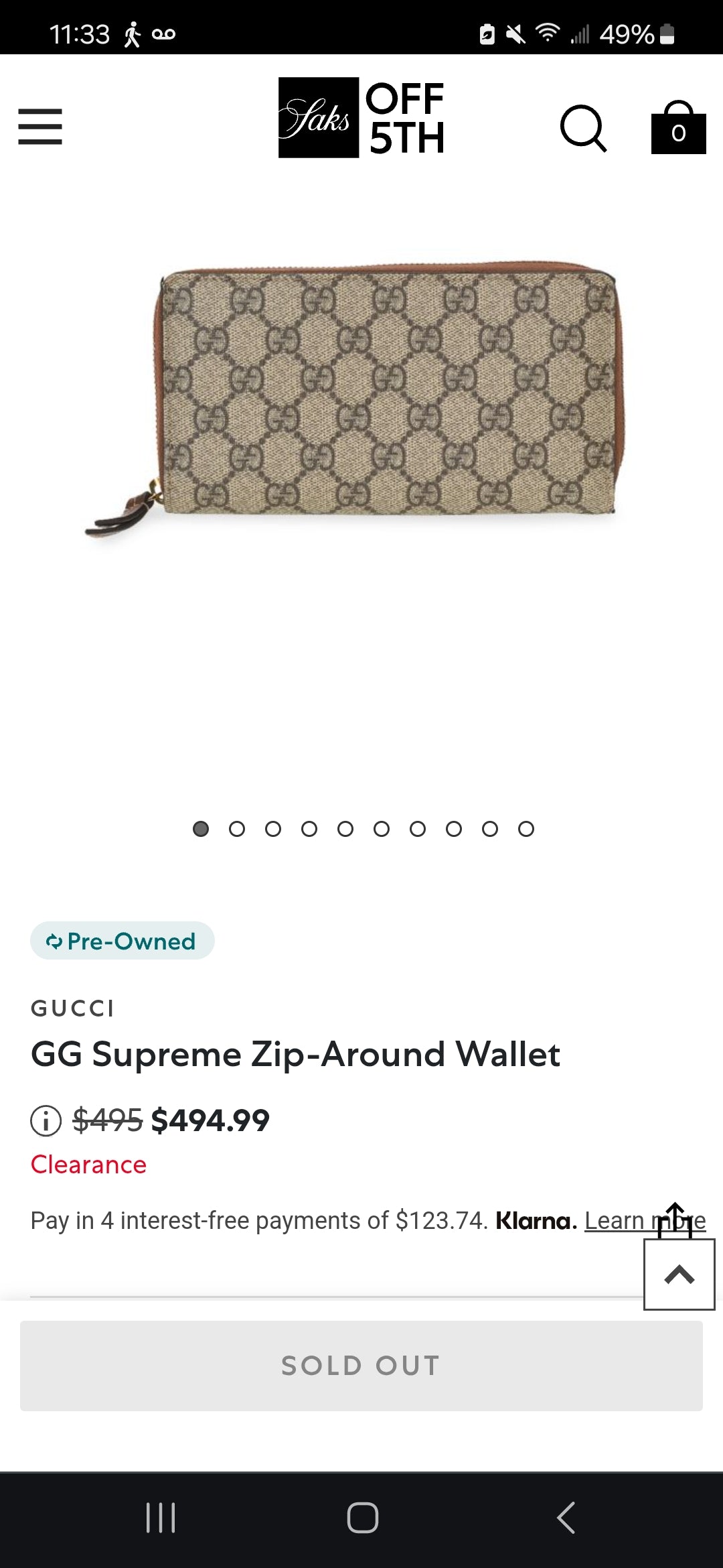 #167 Authentic Gucci Hard Coated Zip Around Zippy Wallet
