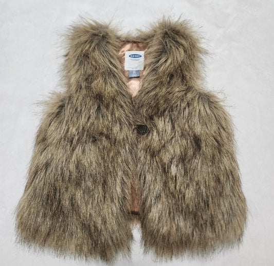 #167 Old Navy 2T Brown Faux Fur Vest