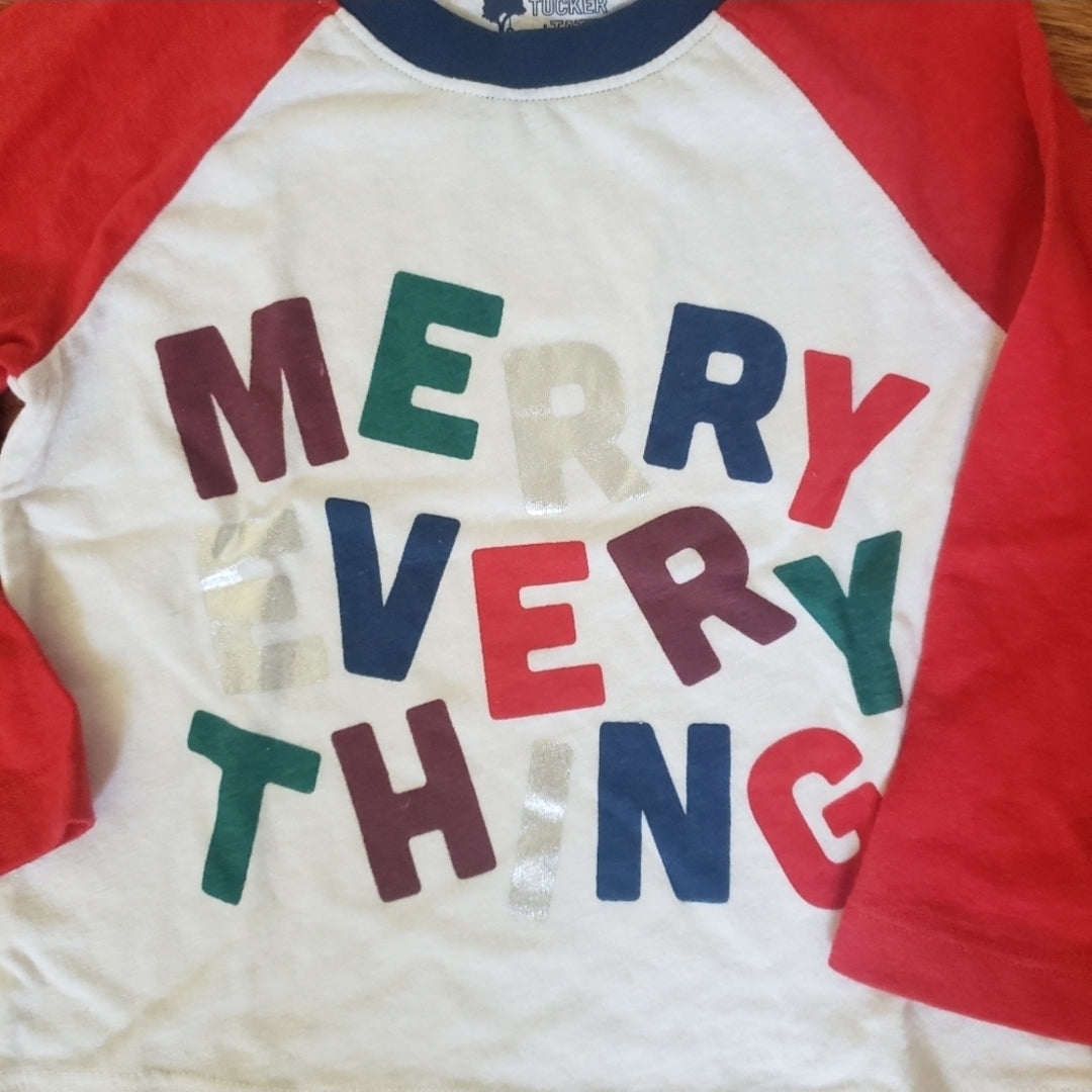 #167 NWT Tucker + Tate 2T Christmas Raglan Tee