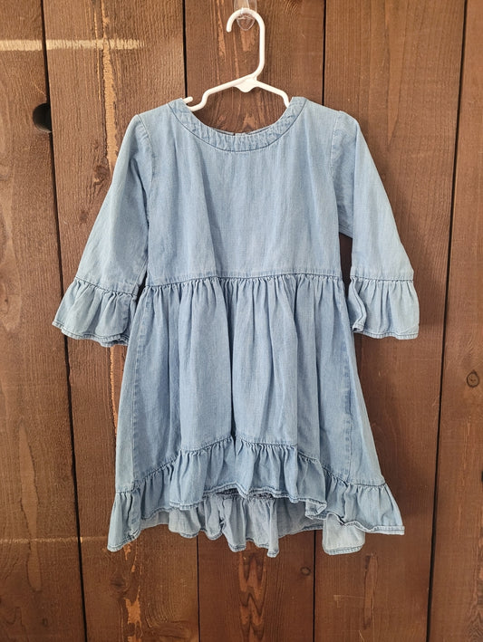 #109 Ruffle Butts Chambray Ruffle Dress Girls Size 6