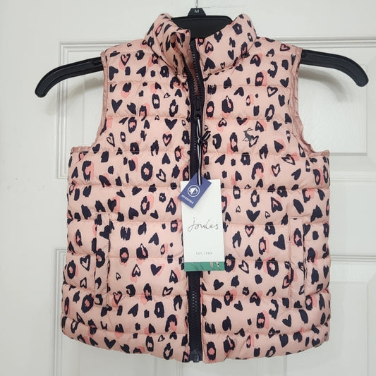 #167 NWT Joules 4T Flip It Pink Leopard Reversible Puffer Vest