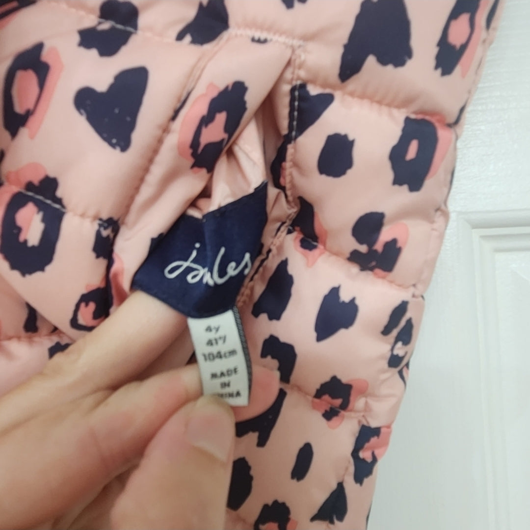 #167 NWT Joules 4T Flip It Pink Leopard Reversible Puffer Vest