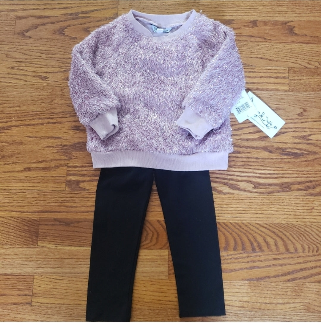 #167 NWT Pippa & Julie 2T Faux Fur Sweatshirt Leggings