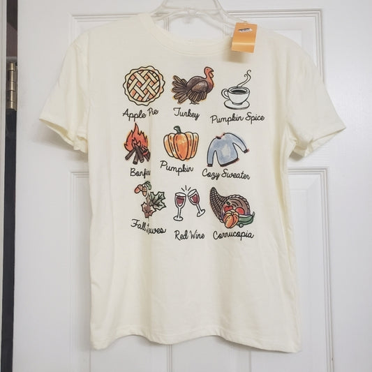 #167 NWT Modern Lux XS Fall Thanksgiving Autumn Tee