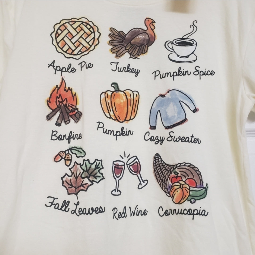 #167 NWT Modern Lux XS Fall Thanksgiving Autumn Tee