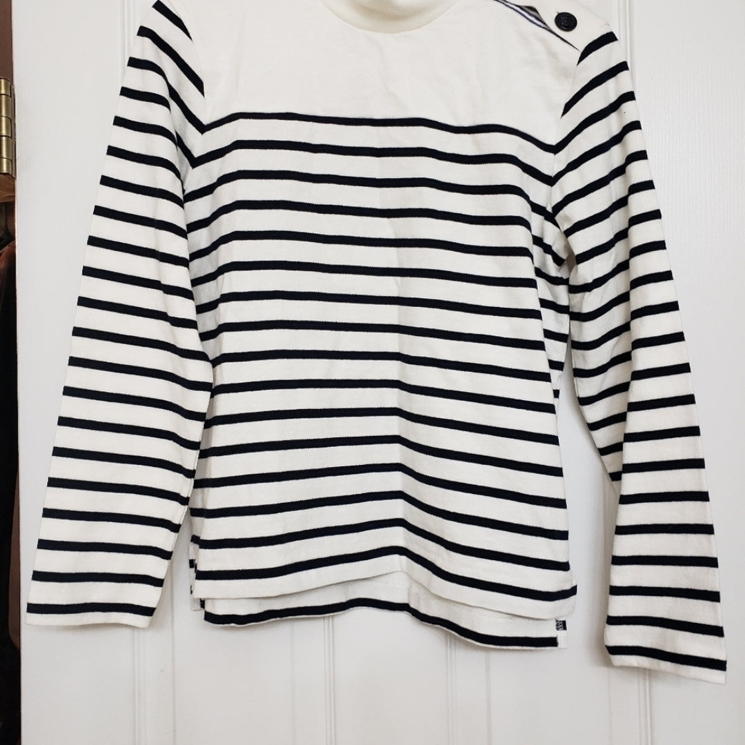 #167 NWT J. Crew XXS Striped Button-Shoulder Turtleneck