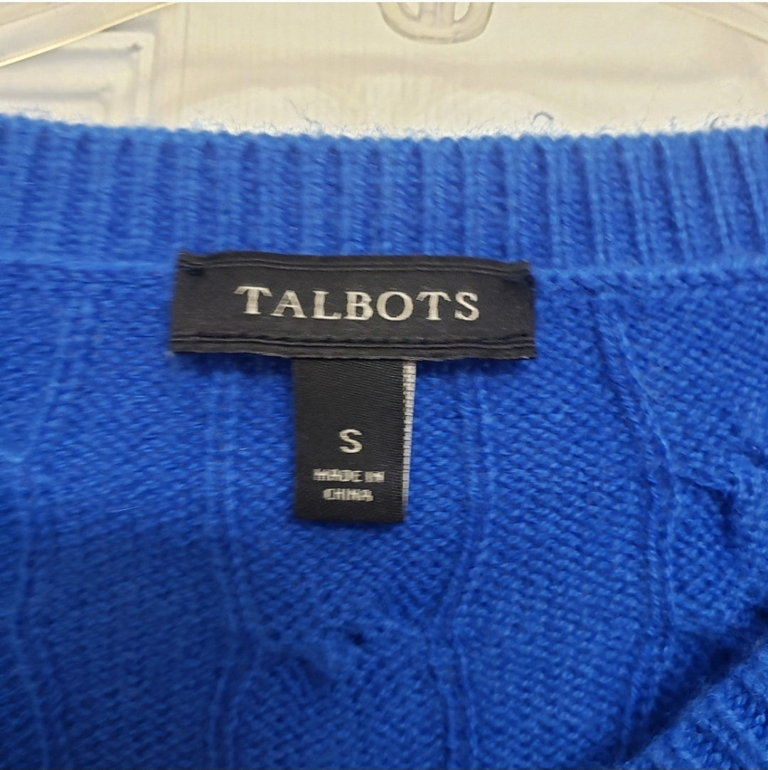 #167 Talbots Crewneck  Small Cable Knit Wool Blend Sweater