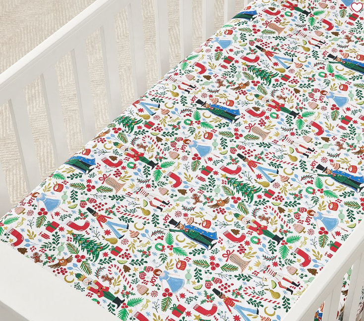 #82 Pottery Barn Rifle Paper Co. Nutcracker Organic Crib Sheet