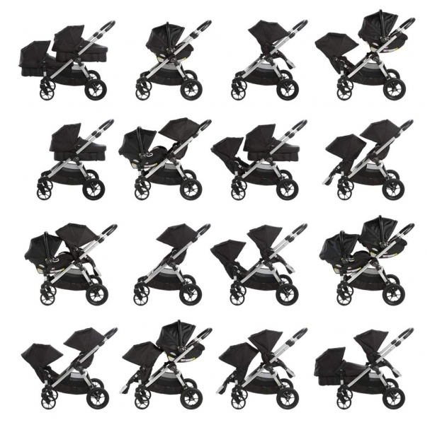 #34 Baby Jogger City Select Tandem Stroller with Bassinet in Black