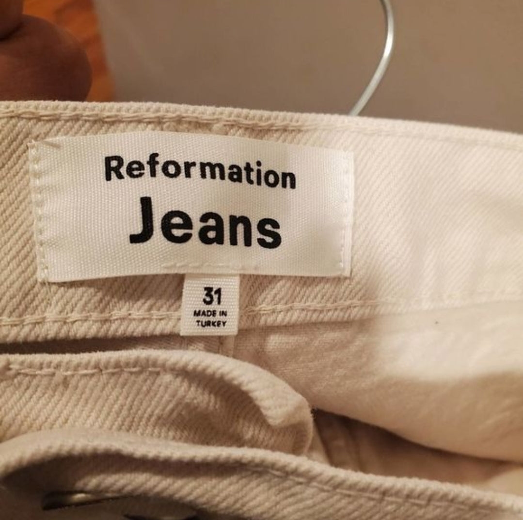 #66 Reformation womens button fly high rise jean  shorts size 31