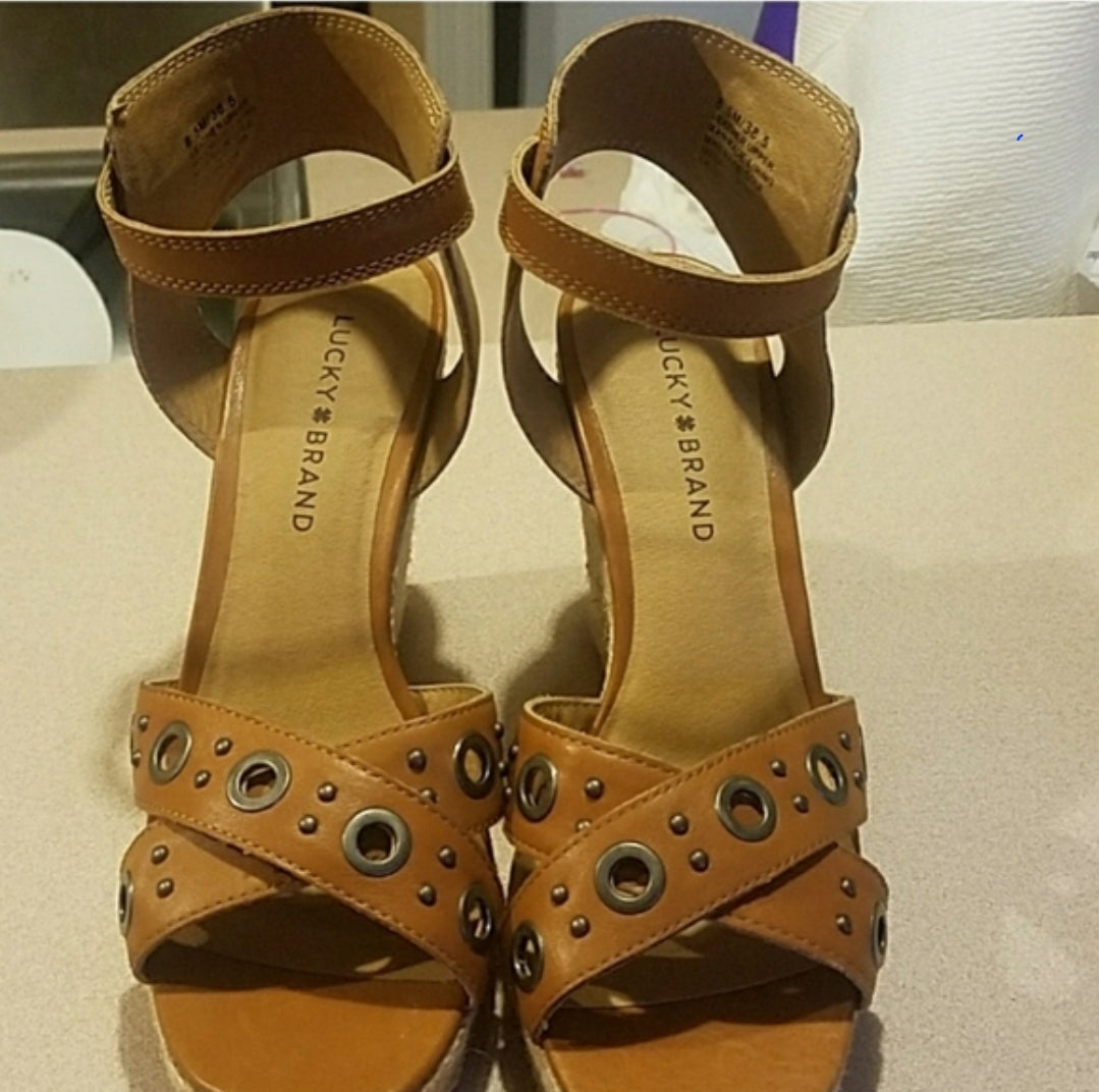 #66 Lucky Brand womens wedge sandals size 8.5
