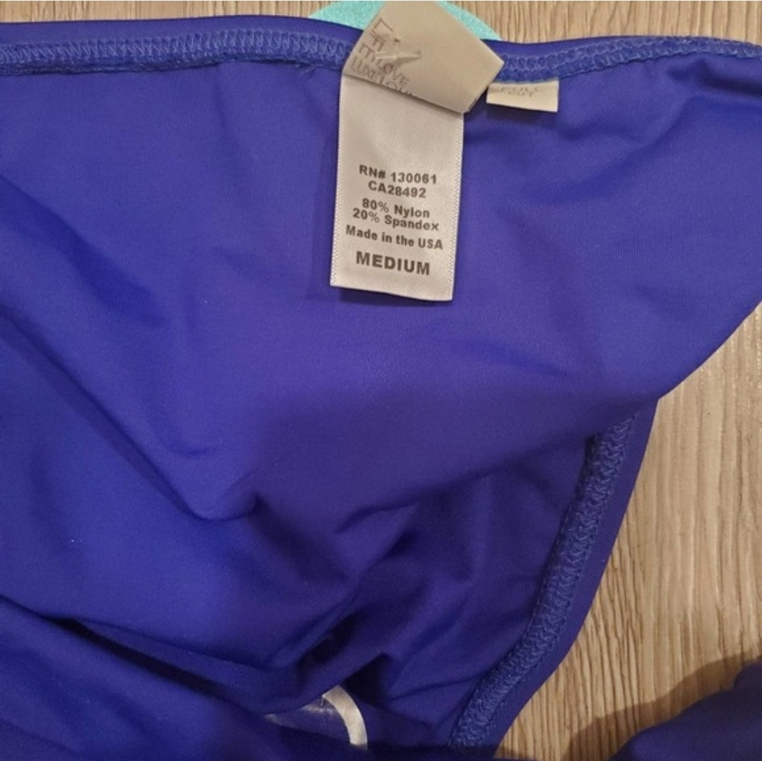 #66 LSpace Full cut womens blue swim bottoms size M