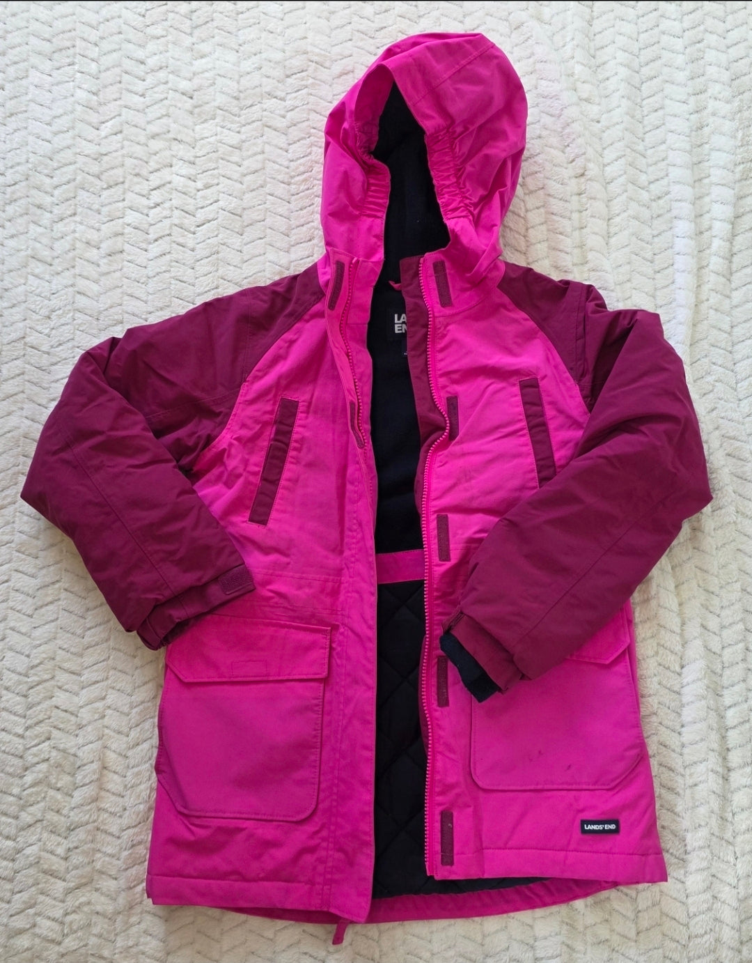 #190 Girls S (7/8) Land's End Pink Winter Coat with Hood