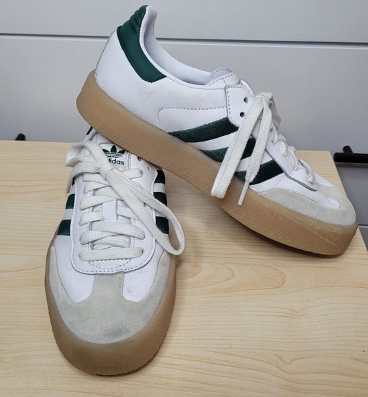 #164 Adidas Green and White Samba Platform Sneakers Women 6.5