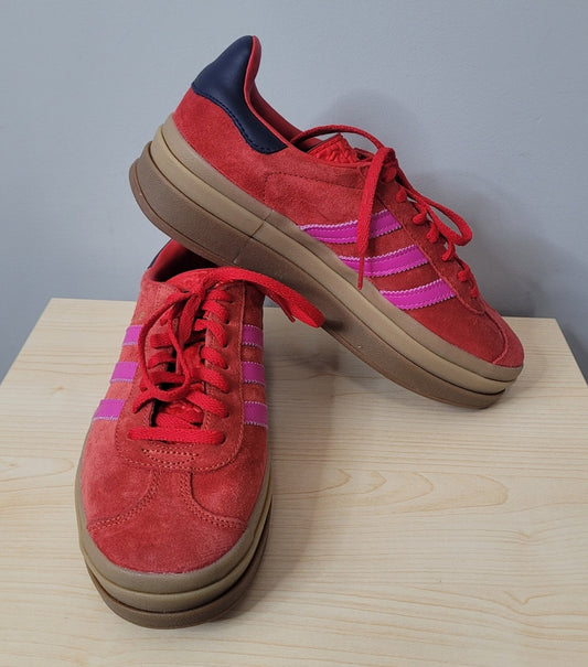#164 NWOT Adidas Gazelle Pink and Red Platform Sneakers Women 7.5