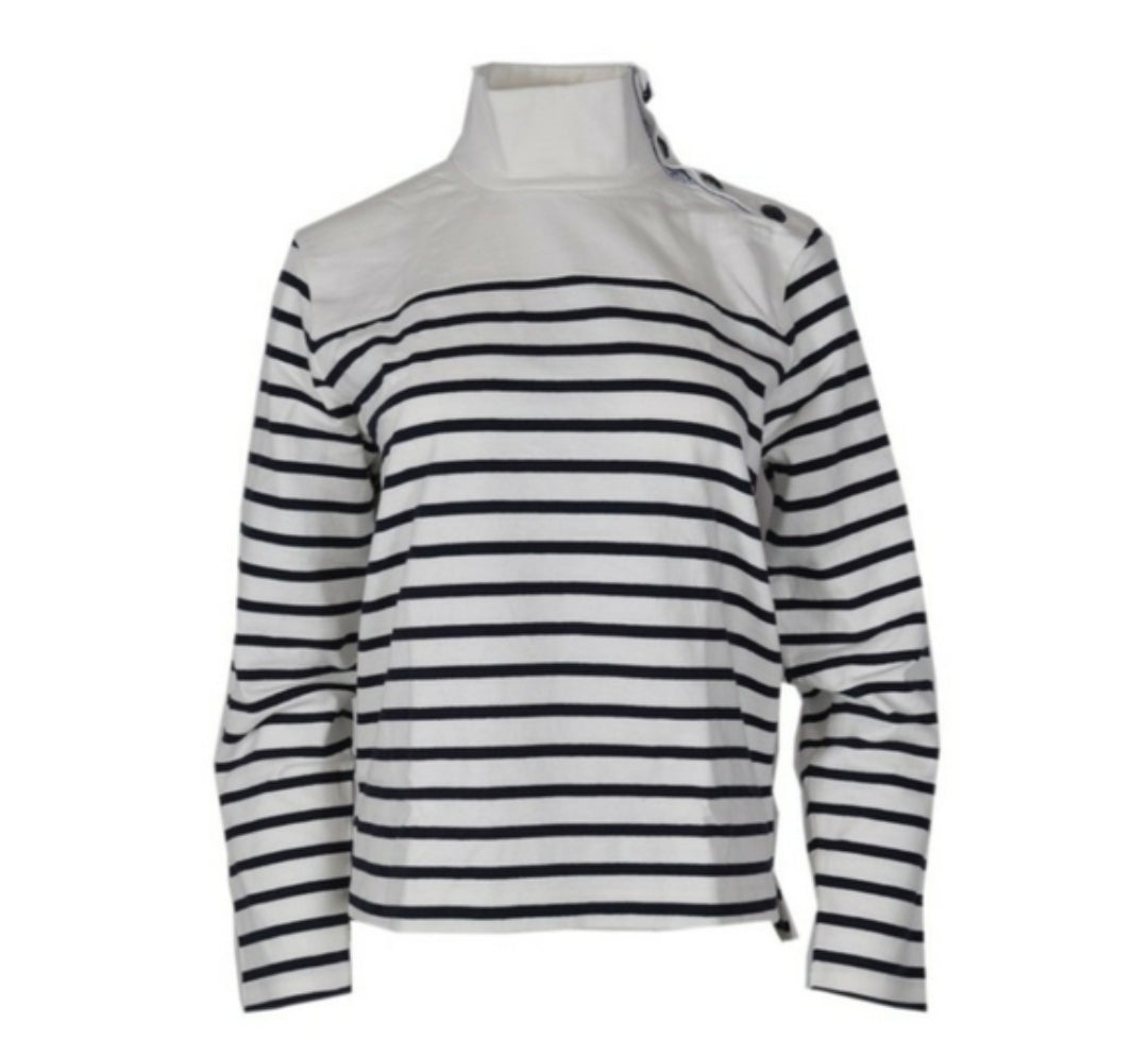 #167 NWT J. Crew XXS Striped Button-Shoulder Turtleneck